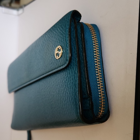 Gucci Interlocking GG Long Doublesided Wallet- Turquoise w/Box - Picture 13 of 14